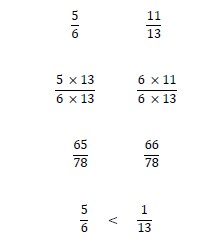 Example on ordering fractions followed by easier questions and then more challenging ones.